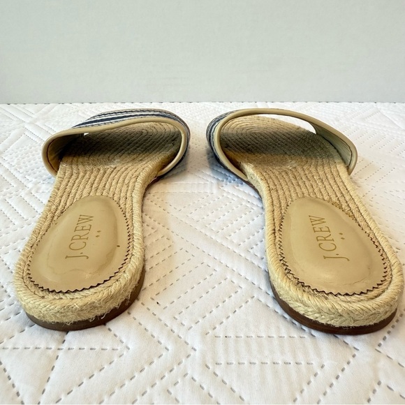 J. Crew Beige and Blue Striped Espadrille Slides Size 8 - Picture 3 of 8